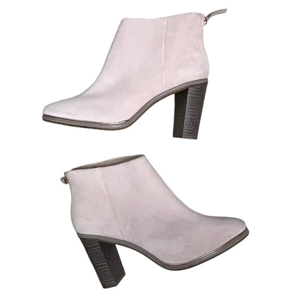 Ted Baker Lorca Pink Suede Ankle Boots Size 40.5 / US 9.5 Rose Gold Detail - Picture 8 of 15